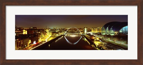 Framed Reflection Of A Bridge On Water, Millennium Bridge, Newcastle, Northumberland, England, United Kingdom Print