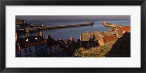 Framed Buildings On The Waterfront, Whitby Harbour, North Yorkshire, England, United Kingdom Print