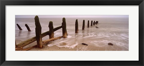 Framed Posts On The Beach, Spurn, Yorkshire, England, United Kingdom Print