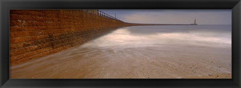 Framed Surrounding Wall Along The Sea, Roker Pier, Sunderland, England, United Kingdom Print