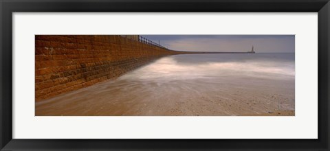 Framed Surrounding Wall Along The Sea, Roker Pier, Sunderland, England, United Kingdom Print