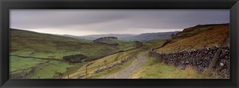 Framed High Angle View Of A Path On A Landscape, Ribblesdale, Yorkshire Dales, Yorkshire, England, United Kingdom Print