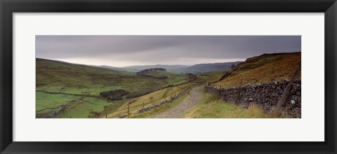 Framed High Angle View Of A Path On A Landscape, Ribblesdale, Yorkshire Dales, Yorkshire, England, United Kingdom Print