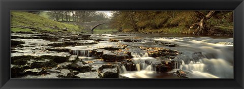 Framed Arch Bridge Over A River, Stainforth Force, River Ribble, North Yorkshire, England, United Kingdom Print