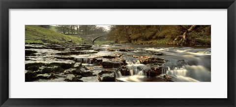 Framed Arch Bridge Over A River, Stainforth Force, River Ribble, North Yorkshire, England, United Kingdom Print