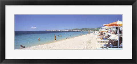 Framed Tourist on the beach, Porto Carras, Neos Marmaras, Sithonia, Halkidiki, Greece Print