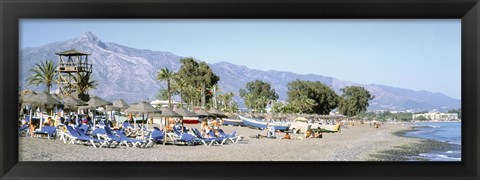 Framed Tourists On The Beach, San Pedro, Costa Del Sol, Marbella, Andalusia, Spain Print