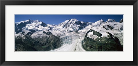 Framed Snow Covered Mountain Range and Glacier, Matterhorn, Switzerland Print