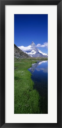 Framed Reflection Of Mountain In Water, Riffelsee, Matterhorn, Switzerland Print