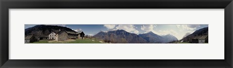 Framed Low angle view of mountains, Navone Village, Blenio Valley, Ticino, Switzerland Print