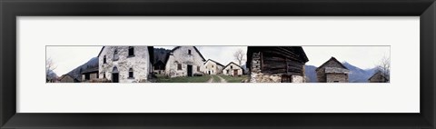 Framed Low angle view of houses in a village, Navone Village, Blenio Valley, Ticino, Switzerland Print