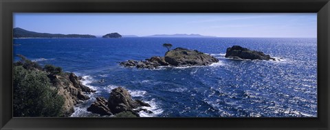 Framed Waves Crashing On Rocks, Provence, France Print