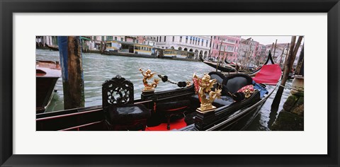 Framed Close-up of a gondola in a canal, Grand Canal, Venice, Italy Print