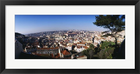 Framed Aerial view of a city, Lisbon, Portugal Print