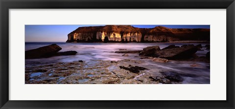 Framed Rock Formations Near A Bay, Thornwick Bay, Flamborough, Yorkshire, England, United Kingdom Print