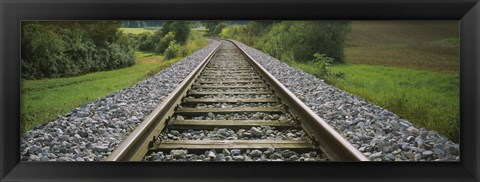 Framed Railroad track passing through a landscape, Germany Print