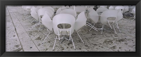 Framed Plastic Chairs Around Tables In A Restaurant, Stuttgart, Baden-Wurttemberg, Germany Print