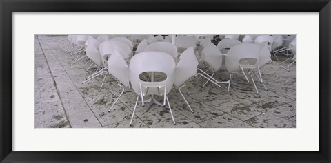 Framed Plastic Chairs Around Tables In A Restaurant, Stuttgart, Baden-Wurttemberg, Germany Print