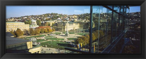 Framed High Angle View Of A City, Schlossplatz, Stuttgart, Baden-Wurttemberg, Germany Print