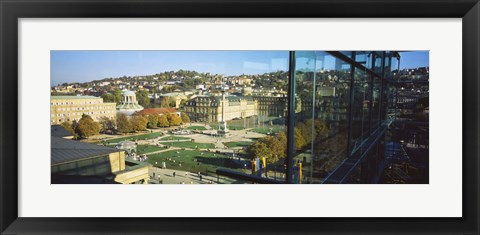 Framed High Angle View Of A City, Schlossplatz, Stuttgart, Baden-Wurttemberg, Germany Print