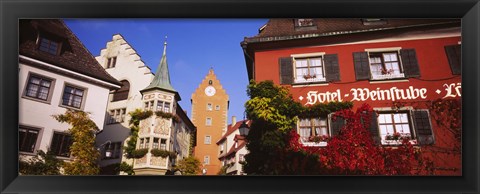 Framed Low Angle View Of Buildings In A Town, Lake Constance, Meersburg, Baden-Wurttemberg, Germany Print