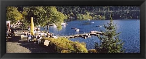 Framed High Angle View Of A Restaurant Near A Lake, Black Forest, Titisee-Neustadt, Baden-Wurttemberg, Germany Print