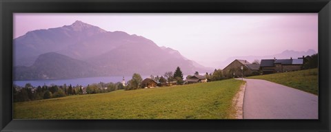 Framed Empty Road Running Through A Town, Wolfgangsee, Austria Print