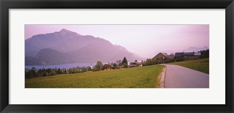 Framed Empty Road Running Through A Town, Wolfgangsee, Austria Print