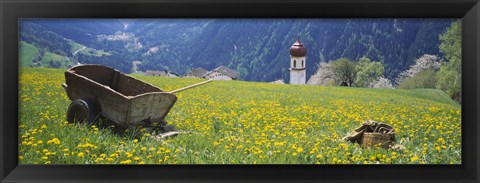 Framed Wheelbarrow in a field, Austria Print