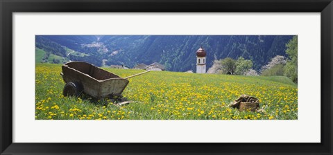 Framed Wheelbarrow in a field, Austria Print