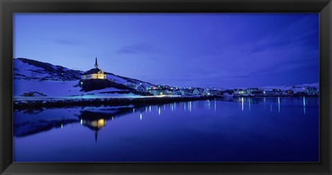 Framed Town at the waterfront, Holmavik, Iceland Print