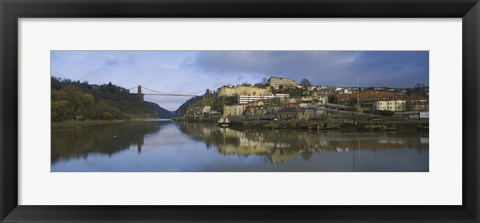 Framed Suspension bridge across a river, Clifton Suspension Bridge, River Avon, Bristol, England Print