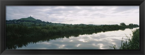 Framed Reflection of clouds in the river, River Brue, Glastonbury Tor, Glastonbury, Somerset, England Print