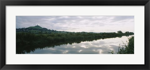 Framed Reflection of clouds in the river, River Brue, Glastonbury Tor, Glastonbury, Somerset, England Print