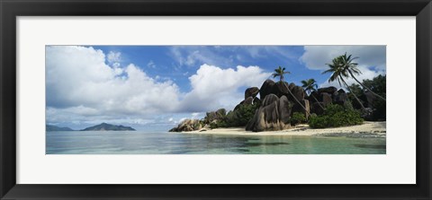 Framed Rock Formations on Anse Source D&#39;argent Beach, La Digue Island, Seychelles Print