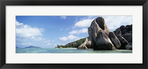 Framed Rocks on Anse Source D&#39;argent Beach, La Digue Island, Seychelles Print