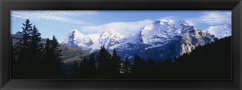 Framed Snow covered mountains on a landscape, Bernese Oberland, Switzerland Print