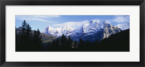 Framed Snow covered mountains on a landscape, Bernese Oberland, Switzerland Print