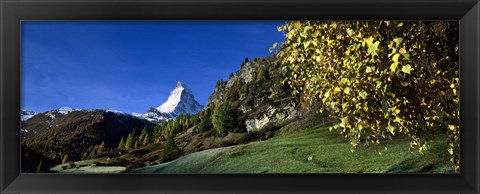 Framed Low angle view of a snowcapped mountain, Matterhorn, Valais, Switzerland Print