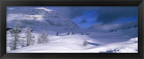 Framed Snowcapped mountain in a polar landscape, Simplon pass, Switzerland Print