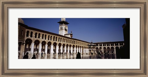 Framed Group of people walking in the courtyard of a mosque, Umayyad Mosque, Damascus, Syria Print