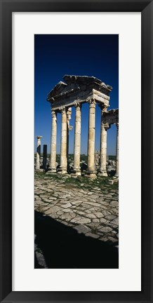 Framed Old ruins of a built structure, Entrance Columns, Apamea, Syria Print