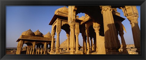 Framed Low angle view of monuments at a place of burial, Jaisalmer, Rajasthan, India Print