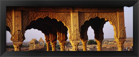 Framed Monuments at a place of burial, Jaisalmer, Rajasthan, India Print