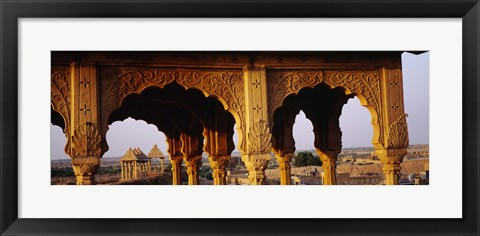 Framed Monuments at a place of burial, Jaisalmer, Rajasthan, India Print