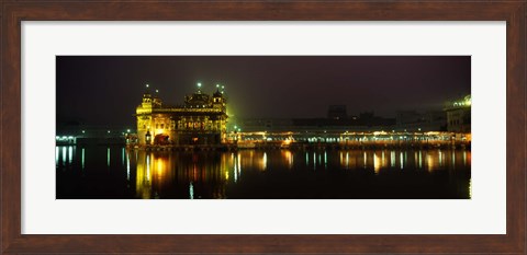 Framed Temple lit up at night, Golden Temple, Amritsar, Punjab, India Print