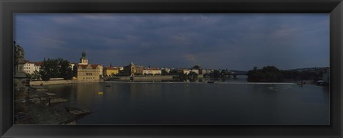 Framed Buildings at the waterfront, Charles Bridge, Vltava River, Prague, Czech Republic Print