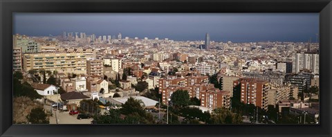 Framed High angle view of a city, Barcelona, Catalonia, Spain Print