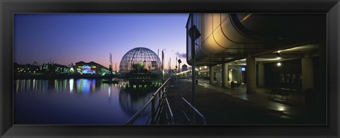 Framed Reflection of buildings in water, Genoa, Italy Print