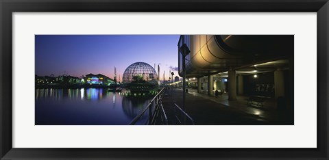 Framed Reflection of buildings in water, Genoa, Italy Print